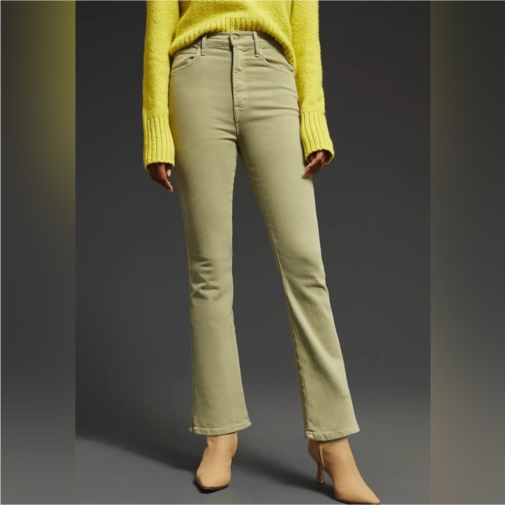 MOTHER High-Rise Olive Green Straight Jeans